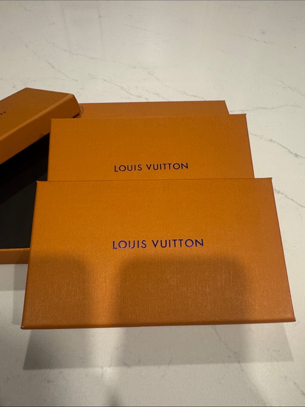 LV Orange Boxes with Blue Logo